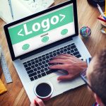 man designing website