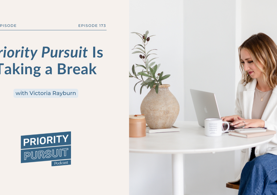Victoria Rayburn explains that “Priority Pursuit” is taking a break.